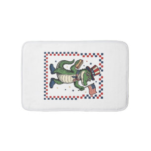 Patriottische Alligator Hot Dog Vlag Vintage T-shi Badmat
