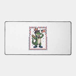 Patriottische Alligator Hot Dog Vlag Vintage T-shi Bureaumat