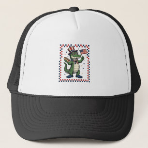 Patriottische Alligator Hot Dog Vlag Vintage T-shi Trucker Pet