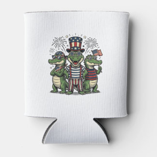 Patriottische Alligator Trio Vintage 4 juli T-shir Blikjeskoeler