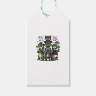 Patriottische Alligator Trio Vintage 4 juli T-shir Cadeaulabel