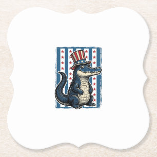 Patriottische Alligator Vintage Gravure Shirt Ontw Kartonnen Onderzetters