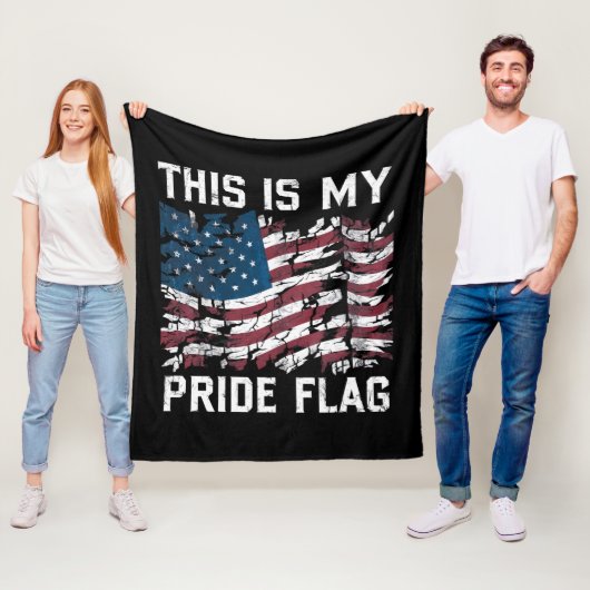 Patriottische Amerikaan Dit is mijn Pride-vlag VS Fleece Deken (In situ)