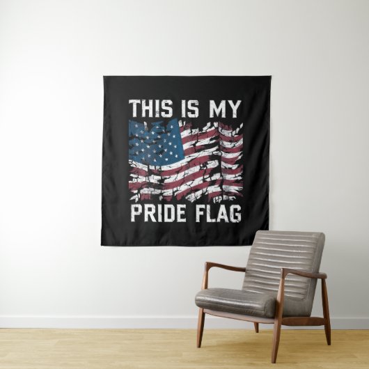 Patriottische Amerikaan Dit is mijn Pride-vlag VS Wandkleed (In situ)
