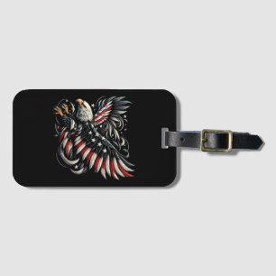 Patriottische Amerikaan Met Adelaar En Vlag Van De Bagagelabel