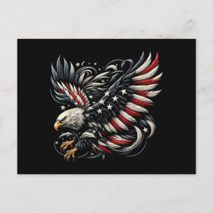 Patriottische Amerikaan Met Adelaar En Vlag Van De Briefkaart