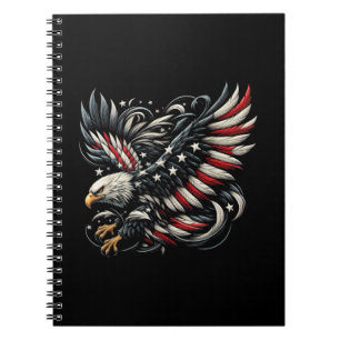 Patriottische Amerikaan Met Adelaar En Vlag Van De Notitieboek