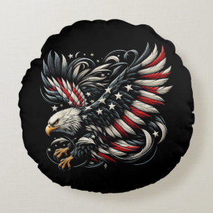 Patriottische Amerikaan Met Adelaar En Vlag Van De Rond Kussen