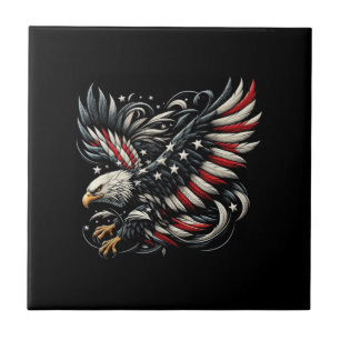 Patriottische Amerikaan Met Adelaar En Vlag Van De Tegeltje