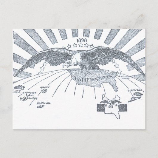 Patriottische Amerikaanse adelaar 1898 Briefkaart (Voorkant)
