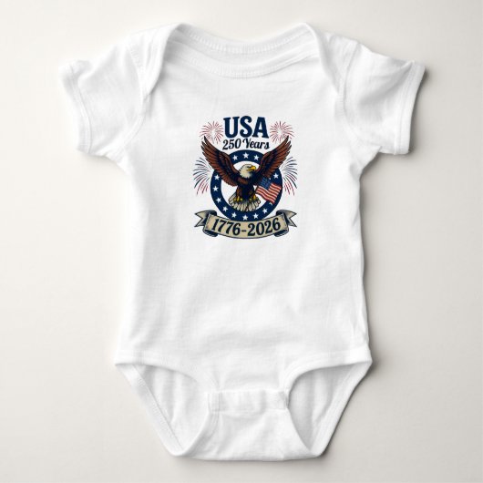 Patriottische Amerikaanse Adelaar 250 Jaar 1776-20 Romper (Voorkant)