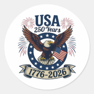 Patriottische Amerikaanse Adelaar 250 Jaar 1776-20 Ronde Sticker