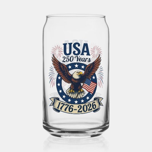 Patriottische Amerikaanse Adelaar 250 Jaar Blikvorm Glas (Voorkant)