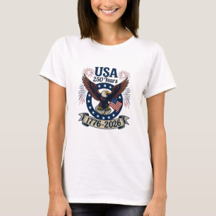 Patriottische Amerikaanse Adelaar 250 Jaar Dames T-shirt
