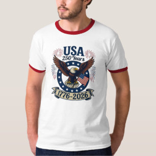 Patriottische Amerikaanse Adelaar 250 Jaar Heren R T-shirt