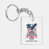 Patriottische Amerikaanse Adelaar 250e Verjaardag Sleutelhanger (Voorkant Links)