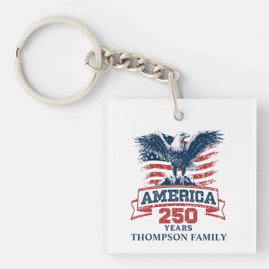 Patriottische Amerikaanse Adelaar 250e Verjaardag Sleutelhanger (Voorkant)