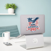 Patriottische Amerikaanse Adelaar 250ste Verjaarda Sticker (Laptop op bureau)