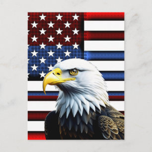 Patriottische Amerikaanse Adelaar en Amerikaanse v Briefkaart