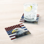 Patriottische Amerikaanse adelaar en Amerikaanse v Glazen Onderzetter (Schuin)