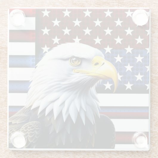 Patriottische Amerikaanse adelaar en Amerikaanse v Glazen Onderzetter (Achterkant)