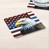 Patriottische Amerikaanse adelaar en Amerikaanse v Kartonnen Onderzetters (Schuin)
