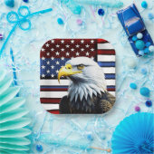 Patriottische Amerikaanse adelaar en Amerikaanse v Papieren Bordje (Feest)