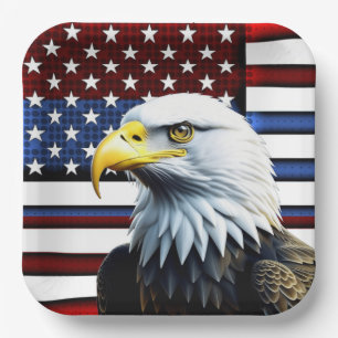 Patriottische Amerikaanse Adelaar en Amerikaanse V Papieren Bordje