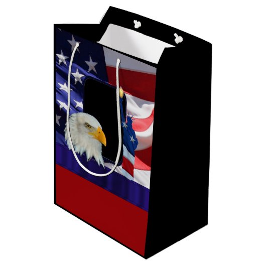 Patriottische Amerikaanse adelaar en vlag Medium Cadeauzakje (Achterkant Gekanteld)