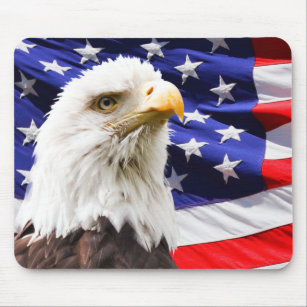 Patriottische Amerikaanse adelaar en vlag Muismat