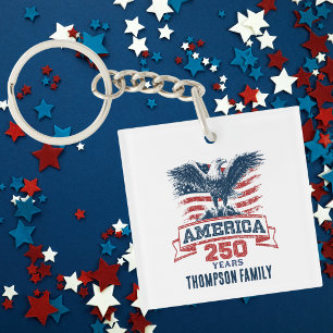 Patriottische Amerikaanse Adelaar Gelukkig 250-jar Sleutelhanger