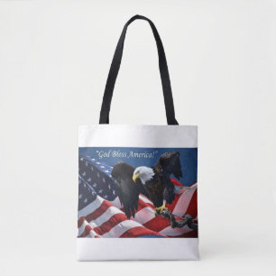 Patriottische Amerikaanse Adelaar God Zegen Amerik Tote Bag