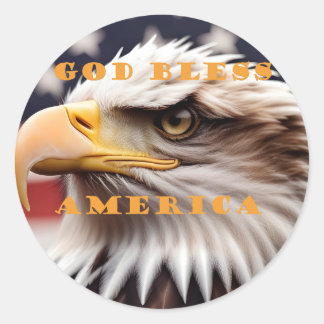 Patriottische Amerikaanse adelaar, God zegene Amer Ronde Sticker