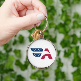 Patriottische Amerikaanse Adelaar Letter A Vlag Sleutelhanger