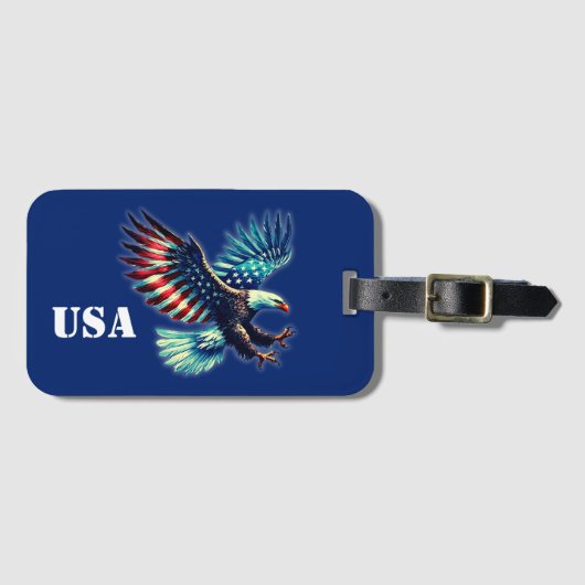 Patriottische Amerikaanse adelaar rood wit blauw Bagagelabel (Voorkant (horizontaal))