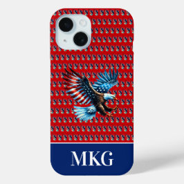 Patriottische Amerikaanse adelaar rood wit blauw iPhone 15 Case