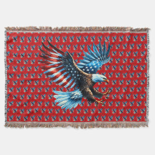 Patriottische Amerikaanse adelaar rood wit blauw Deken