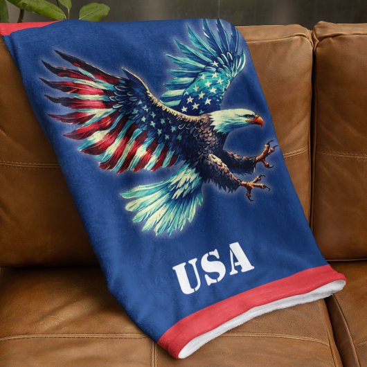 Patriottische Amerikaanse adelaar rood wit blauw Fleece Deken