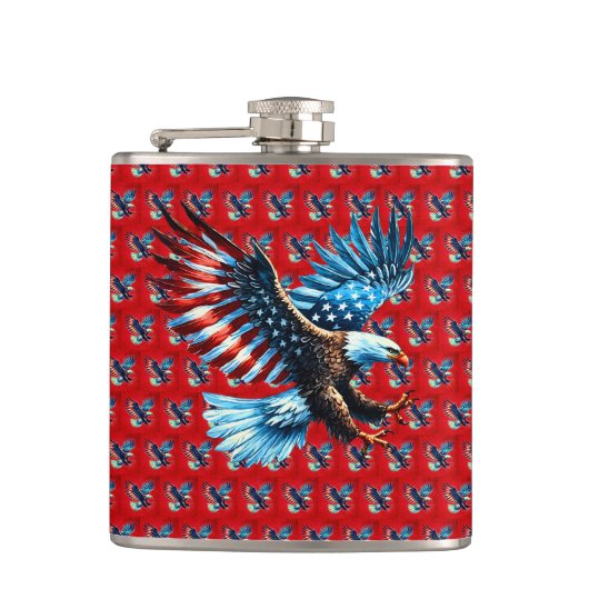 Patriottische Amerikaanse adelaar rood wit blauw Heupfles (Voorkant)