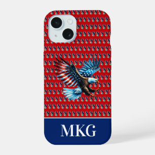 Patriottische Amerikaanse Adelaar Rood Wit Blauw iPhone 15 Case