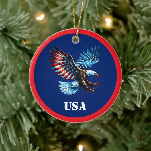 Patriottische Amerikaanse adelaar rood wit blauw Keramisch Ornament (Boom)