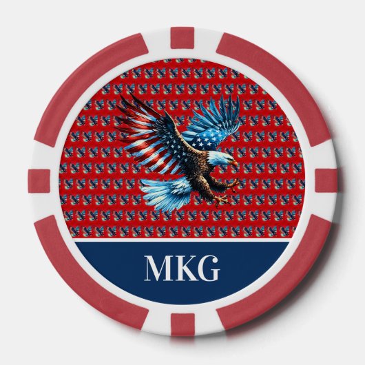 Patriottische Amerikaanse adelaar rood wit blauw Poker Chips (Voorkant)