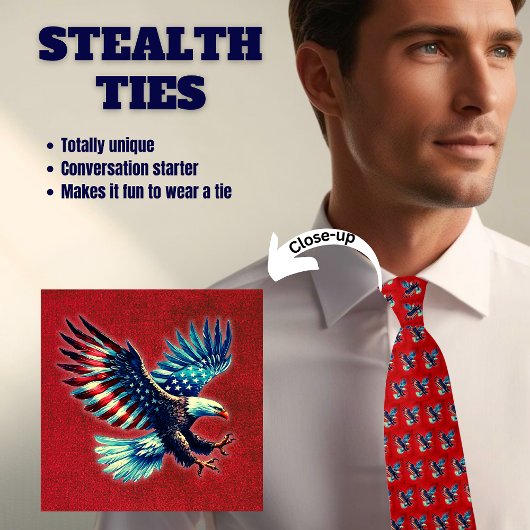 Patriottische Amerikaanse Adelaar Rood Wit Blauw S Stropdas