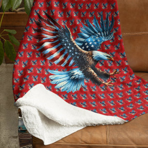 Patriottische Amerikaanse adelaar rood wit blauw Sherpa Deken