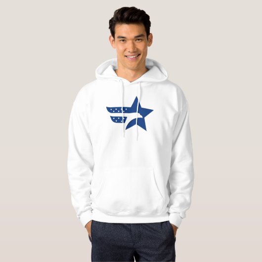 Patriottische Amerikaanse Adelaar Ster Hoodie (Voorkant volledig)