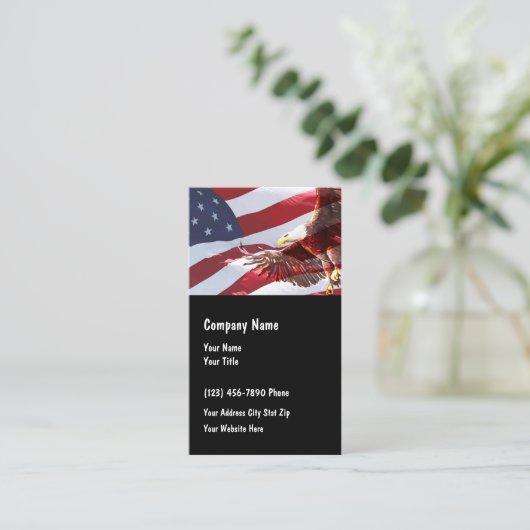 Patriottische Amerikaanse adelaar sterren en strep Visitekaartje (Staand voorkant)