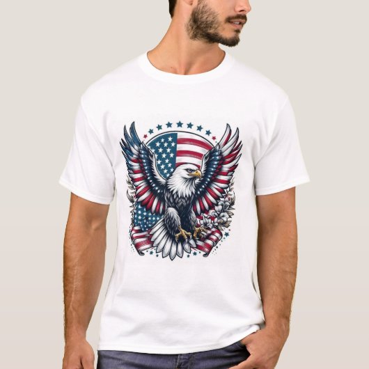 Patriottische Amerikaanse adelaar T-Shirt (Voorkant)