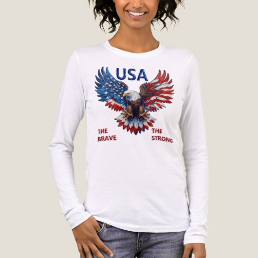 Patriottische Amerikaanse Adelaar Tri-Blend Shirt (Voorkant volledig)