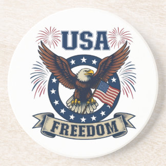 Patriottische Amerikaanse Adelaar USA Vrijheid Zandsteen Onderzetter