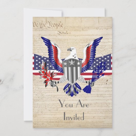 Patriottische Amerikaanse adelaar, vlag en grondwe Kaart (Voorkant)